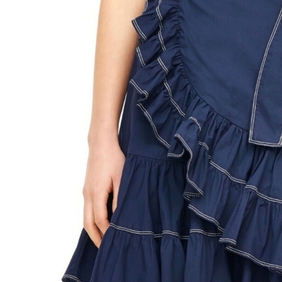 Rebecca Taylor Cotton Poplin Wrap Sleeveless Mini Dress in Navy Size 2 - Picture 3 of 13
